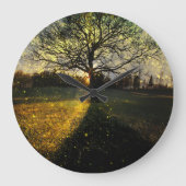 Magical fireflies dreamy landscape große wanduhr (Vorderseite)