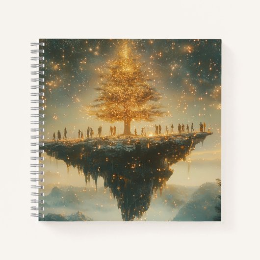 Magical Floating Christmas Tree Notebook Notizblock (Vorderseite)