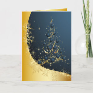 Magical Floating Gold Christmas Tree Feiertagskarte