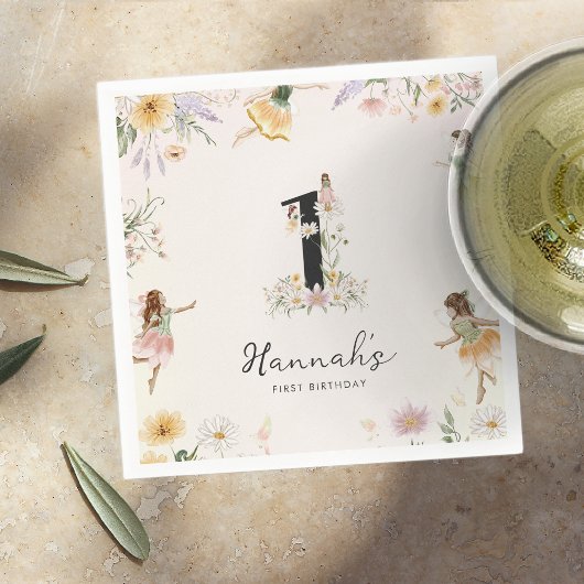 Magical Floral Fairy Birthday Serviette