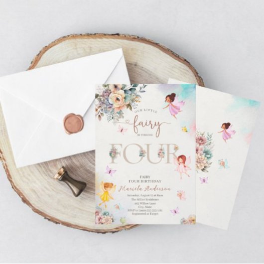 Magical Floral Fairy Princess dreht vier Wetten Einladung