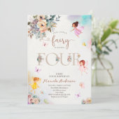 Magical Floral Fairy Princess dreht vier Wetten Einladung (Stehend Vorderseite)