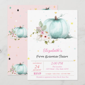 Magical Floral Pumpkin Stars Geburtstag Einladung