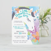 Magical Floral Unicorn Baby Boy Dusche Einladung (Stehend Vorderseite)