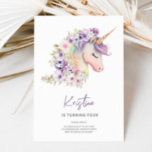 Magical Floral Unicorn Geburtstagsfeier Einladung