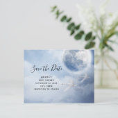 Magical Flying Swans Babydusche Save the Date Einladungspostkarte (Stehend Vorderseite)