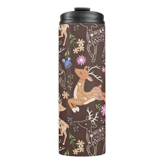 Magical Folk Art Deer in a Woodland Forest Thermosbecher (Vorderseite)