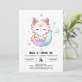 Magical Fox 1. Geburtstag Einladung (Stehend Vorderseite)