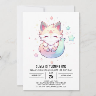 Magical Fox 1. Geburtstag Einladung
