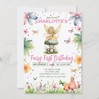 Magical Garden Fairy 1. Geburtstag Einladung