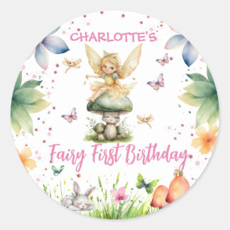 Magical Garden Fairy 1. Geburtstag Runder Aufkleber