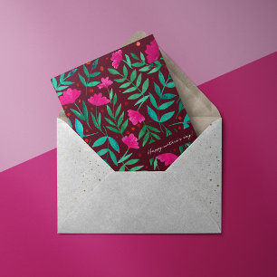 Magical garden magenta Mother's day card Feiertagskarte