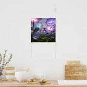 Magical Garden of Giant Luminous Flowers Poster (Küche)