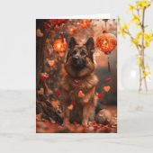 Magical German Shepherd Valentine Karte (Gelbe Blume)