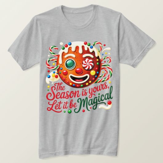 Magical Gingerbread Man Face Cozy Christmas candy T-Shirt (Design vorne)