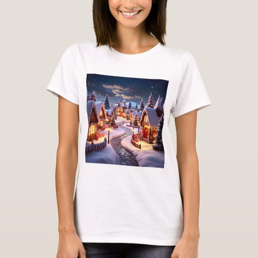 Magical Gingerbread Village at Night T-Shirt (Vorderseite)