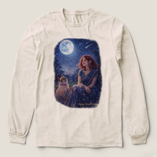 Magical Girl and Kitten - Starry Night Dream Cat Tri-Blend Shirt (Design Vorderseite)