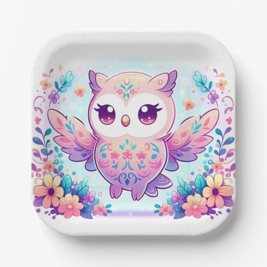 Magical Girl Owl Babydusche Pappteller (Vorderseite)