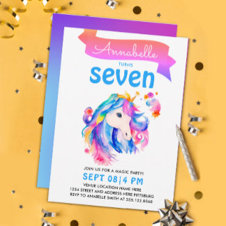 Magical Girly Colorful Unicorful Rainbow Einladung