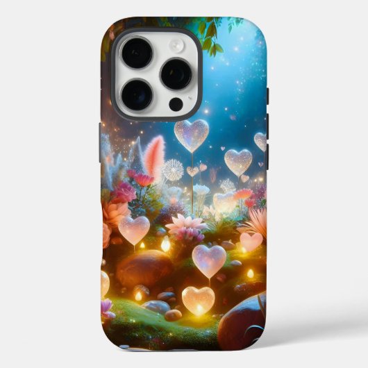 Magical Glowing Flowers Heart Garden Case-Mate iPhone Hülle (Rückseite)