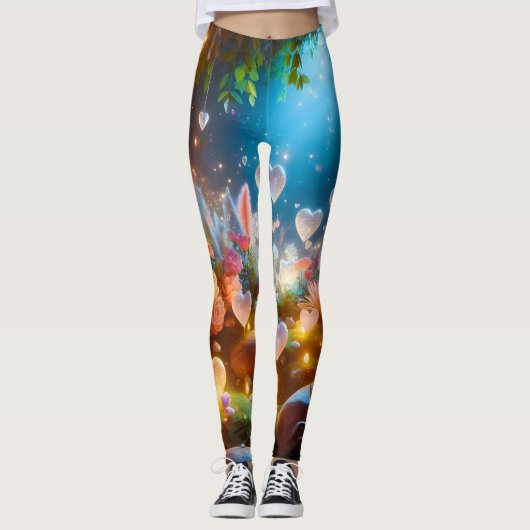 Magical Glowing Flowers Heart Garden  Leggings (Vorderseite)