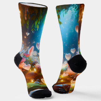 Magical Glowing Flowers Heart Garden  Socken