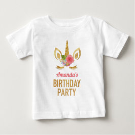 Magical Gold Glitzer Einhorn-Gesicht Geburtstagspa Baby T-shirt