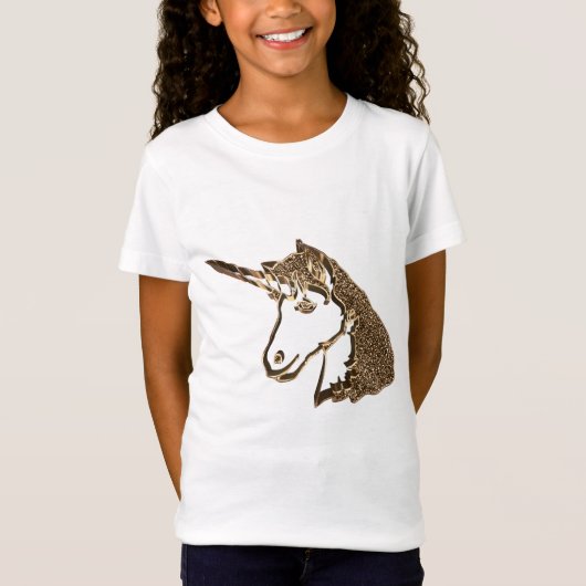 Magical Gold Look Unicorn Portrait T-Shirt (Vorderseite)
