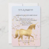 Magical Gold Unicorn Geburtstag Einladung (Vorderseite)