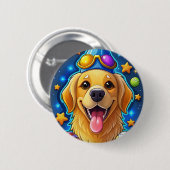 Magical Golden Retriever Puppy with Stars Button (Vorne & Hinten)