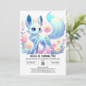 Magical Happy Fox Digital Geburtstag Einladung (Stehend Vorderseite)