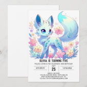 Magical Happy Fox Digital Geburtstag Einladung (Vorne/Hinten)