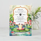 Magical Happy Frog Birthday Einladung (Stehend Vorderseite)