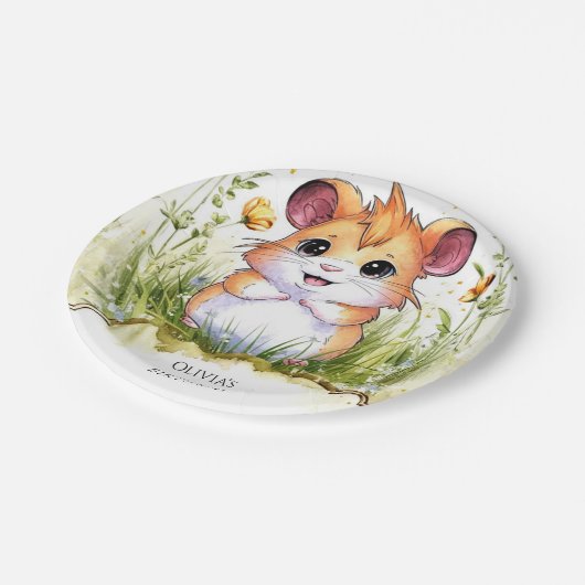 Magical Happy Hamster Birthday Pappteller (Schrägansicht)