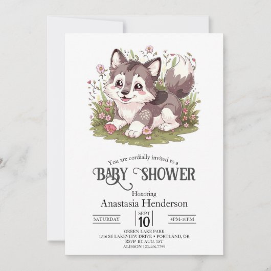 Magical Happy Wolf Baby Shower Einladung (Vorderseite)