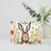Magical Hare Birthday Postcard (editierbar) Postkarte (Stehend Vorderseite)