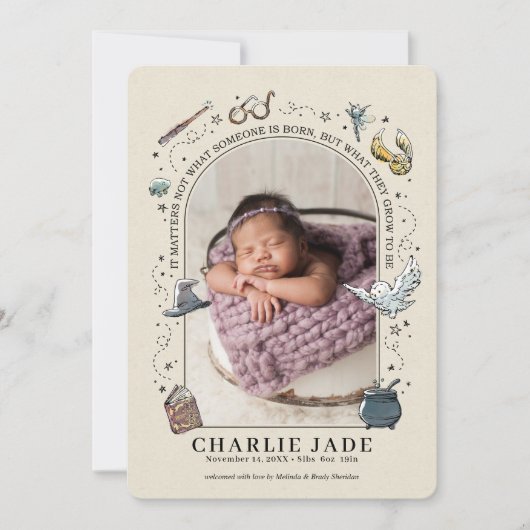 Magical Harry Potter Geburtsankündigung Einladung (Vorderseite)