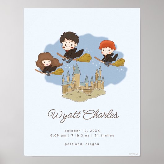 Magical Harry Potter & Hogwarts Baby Birth Stats Poster (Vorne)