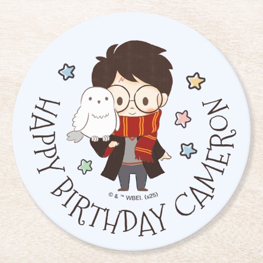 Magical HARRY POTTER™ und Hogwarts zum Geburtstag Runder Pappuntersetzer (Vorderseite)