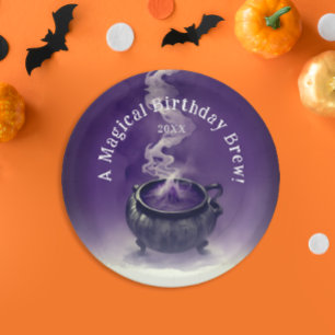 Magical Hexe Birthday Brew Purple Cauldron Party Pappteller