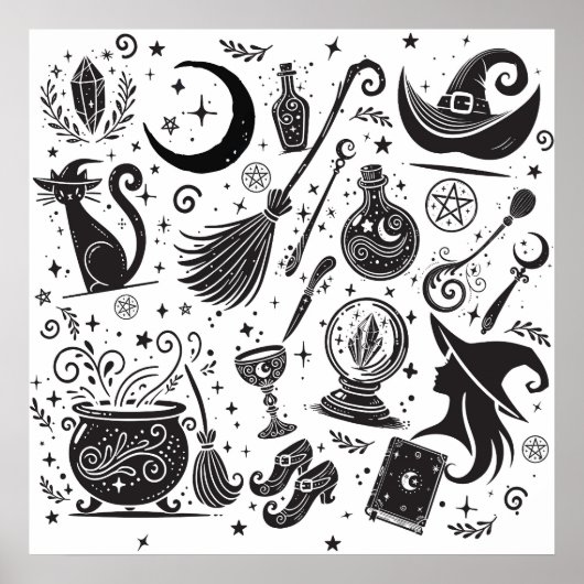 Magical Hexe Whimsical Wiccan Pagan Poster (Vorne)