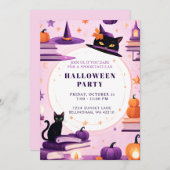 Magical Hexenkatze Halloween-Party Einladung (Vorne/Hinten)
