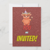 Magical Highland Cow 4th Birthday Invite Einladung (Rückseite)