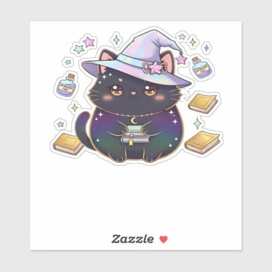 Magical Introvert Cat Pastel Hexenhut Halloween Aufkleber (Blatt)