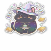 Magical Introvert Cat Pastel Hexenhut Halloween Aufkleber (Vorderseite)