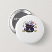 Magical Introvert Cat Pastel Hexenhut Halloween Button (Vorne & Hinten)