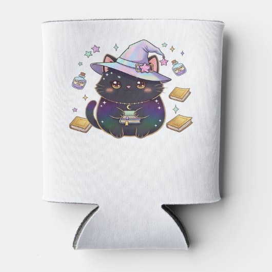 Magical Introvert Cat Pastel Hexenhut Halloween Dosenkühler (Vorderseite)