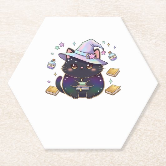 Magical Introvert Cat Pastel Hexenhut Halloween Untersetzer (Vorderseite)