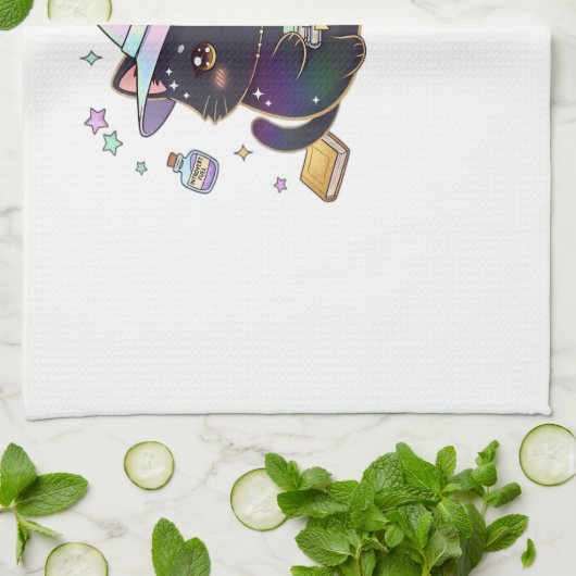 Magical Introvert Cat Pastel Witch Hat Halloween Geschirrtuch (Gefaltet)