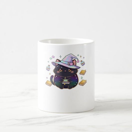 Magical Introvert Cat  Pastel Witch Hat Halloween  Kaffeetasse (Mittel)